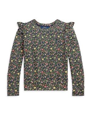Polo Ralph Lauren Girls Floral  Ruffled Fleece Sweatshirt size M (8/10)